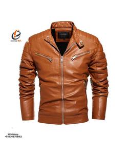 Chaqueta de Motocicleta de Cuero para Hombre, Invierno, con Cuello Alto, Resistente al Viento y al Agua, Servicio OEM Disponible - Product Image 1