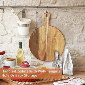 Utensilios de cocina hechos a mano de madera natural para servir pizza en casa, restaurante y Hotel, plato redondo para servir pizza, herramientas para pizza - Product Image 2