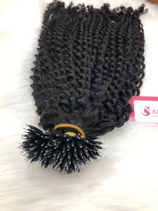 Extension de cheveux humains Remy Afro crépus bouclés naturels, 1g/pointe, pas d'enchevêtrement, pas de perte, Extensions Nano ring - Product Image 3