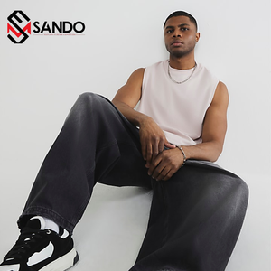 100% coton débardeur personnalisé de haute qualité Streetwear Muscle Fit côtelé sans manches T-Shirt pour hommes Gym entraînement grande taille - Product Image 6