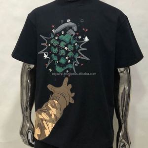 Camiseta de cuello simulado personalizada para hombre, 100% algodón, peso pesado, hombro caído de lujo, talla grande, camiseta en blanco de alta calidad para hombre - Product Image 3