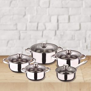 Set di pentole San Ignacio in acciaio inox da 12 pezzi con finitura cromata, collezione Cassel + Caffettiera in vetro borosilicato - Product Image 3