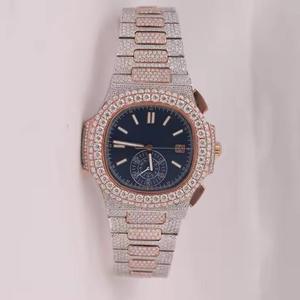 Montre en diamant Moissanite VVS de haute qualité Style Hip Hop entièrement en acier inoxydable glacé Montre et bijoux de mode pour hommes - Product Image 1