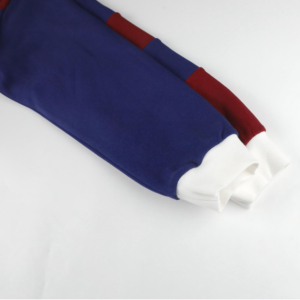 Polo de Punto a Rayas de Manga Larga para Hombre, Diseño Casual con Bloques de Color, Cuello Blanco, Patrón Rojo y Azul - Product Image 3
