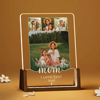 Marco de Fotos Acrílico Luminoso, Regalo para el Día de la Madre, Artesanía Elegante, Impresión Tipográfica con Relieve, Opciones Personalizables en 2 Colores
