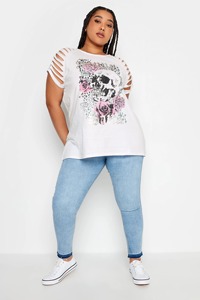 Camiseta informal con estampado de calavera de tendencia superior para mujer de talla grande Ropa de verano Suministro de OEM/ODM Ropa Stock Bangladesh Pacas De Ropa - Product Image 2