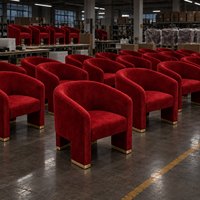 Chaise de salle à manger en velours luxueux avec dossier incurvé et rembourrage pour restaurant, hôtel, café, mobilier commercial