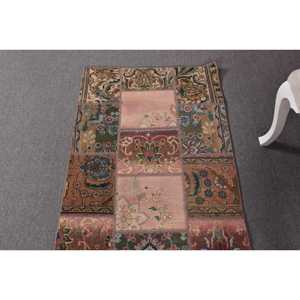 Alfombra Turca Vintage de 2.6x6.9 pies (80x209 cm), Alfombra con Borde Marrón - Product Image 4