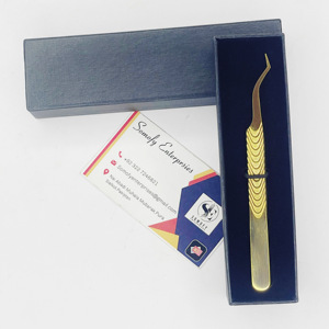 Pince à épiler de greffe de cils à pointe de fibre personnalisée au plasma doré Outil de beauté en acier inoxydable testé à la main Nouveau design de poignée Stock de Nouvelle-Zélande - Product Image 6