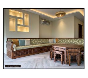 การออกแบบตกแต่งภายในแบบอาหรับมาจลิส ดีไซน์คลาสสิกสมัยใหม่ ชุดห้องนั่งเล่นหรูหรา ที่นั่งเข้ามุมสุดหรู ดีไซน์ประหยัดพื้นที่ - Product Image 1