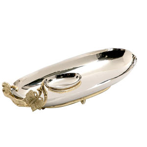 Bol de service en bois plaqué or de qualité supérieure Vaisselle polie brillante à dessus de feuille pour serveur alimentaire Qualité durable pour le camping - Product Image 3