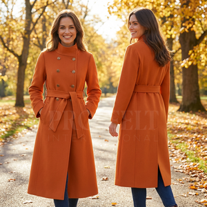 Manteau long en cachemire et laine à double boutonnage, décontracté et formel, de qualité supérieure, taille plus, avec logo personnalisé, doux et confortable - Product Image 2