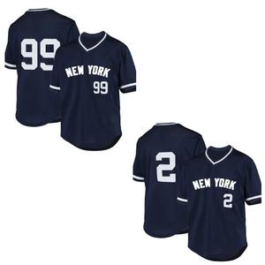Maillot de baseball pour homme, broderie de lettres New York, chemise de baseball ample, respirante, col en V, manches courtes, vêtements de sport rétro en maille - Product Image 1