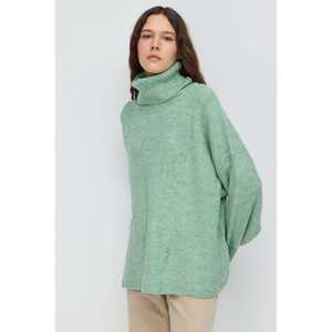 Pull en maille décontracté de qualité supérieure Mega Merchant pour femmes, 100% acrylique, col roulé, respirant, longueur longue, hiver, automne, fleurs - Product Image 2