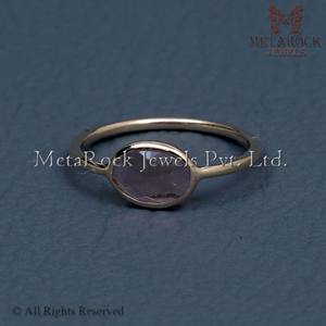 แหวนพลอยธรรมชาติพลอยนิรันดร,แหวนอัญมณีอัญมณีขายส่ง14K สีเหลืองทองง่าม - Product Image 4