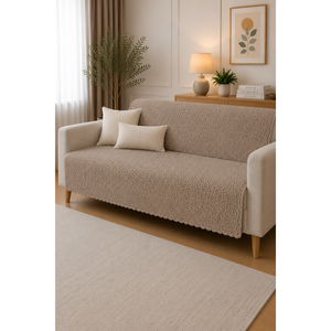 Funda de Sofá de 4 Plazas con Diseño Moderno a Rayas, Felpa Suave Tipo Visón, Elástica, Lavable, Compuesta de Algodón, Spandex y Poliéster - Product Image 1