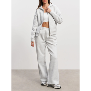 เสื้อฮู้ดซิปโอเวอร์ไซส์วินเทจสำหรับผู้หญิงแบบหลวมลำลองมีซิปขนแกะหนาสองชั้นปัก3D แนวสตรีทเก็บความร้อน - Product Image 3