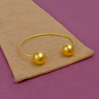 Bracelet ouvert en laiton plaqué or tendance minimaliste moderne pour femmes, sphères audacieuses, bracelet ajustable, vente en gros