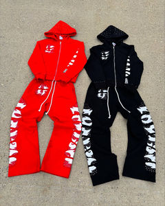 Conjunto Deportivo de Dos Piezas Personalizado 100% Algodón para Hombre, Chándal Holgado con Estampado, Chándal Holgado con Estampado Puff de Color Sólido para Hombre, Personalizado - Product Image 1