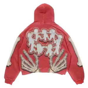 Para fabricantes de ropa de hombre Sudadera con capucha desgastada lavada con ácido personalizada de gran tamaño Boxy Fit recortada con capucha Streetwear Sudaderas con capucha de invierno - Product Image 4