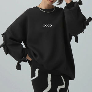 เสื้อสเวตเชิ้ตผ้าฝ้ายสไตล์ลำลองสำหรับผู้หญิง ดีไซน์โบว์ทันสมัย ราคาโรงงานโดยตรง ปี 2026 / เสื้อสเวตเชิ้ตแบบไหล่ตกสั่งทำคุณภาพสูง - Product Image 2