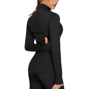 Women Full Sleeve Zipper Stand Collar Solid Black Fitness Jacket Quick Dry Regular Fit All Seasons Leisure <b>Tops</b> - Product Image 2