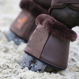 BRAND ZONE Bottes de protection pour chevaux en cuir PU, peau de mouton et néoprène, bottes de protection contre les chocs, bottes de protection pour les sabots, fournisseur d'accessoires équestres, faible MOQ - Product Image 1