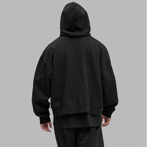 Vente en gros Sweat à capuche vintage unisexe en éponge française haute qualité Sweats à capuche amples en relief pour hommes - Product Image 4