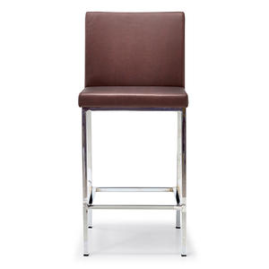 Taburete de Bar Moderno de Cuero Marrón con Marco de Aluminio, Silla Alta para Barra de Cocina, Isla de Cocina, Muebles de Restaurante, Cafetería Comercial - Product Image 2