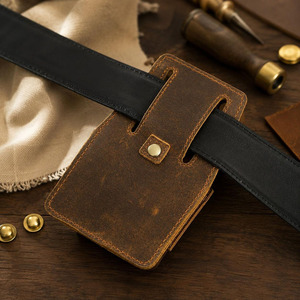 Porte-mètre à ruban en cuir véritable robuste, pochette de ceinture à outils pour charpentier, électricien, construction, avec passant de ceinture, fournisseur en gros - Product Image 5