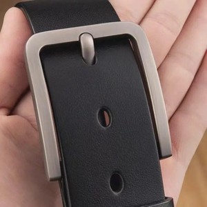 Ceinture Ceintures en cuir pour hommes Véritable avec boucle plissée en cuivre Casual Men Jeans Ceintures - Product Image 6