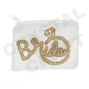 Portefeuille pochette à monnaie perlée personnalisée de conception de mariée beau porte-monnaie avec des caractéristiques d'accessoires à la mode - Product Image 1