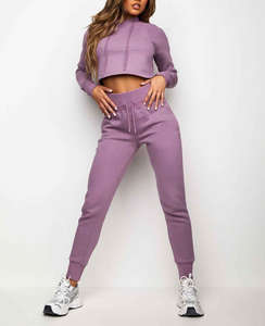 Prix le plus bas bas quantité minimale de commande survêtement de sport de qualité supérieure nouvelle vente en gros OEM dernière conception survêtement de couleur lilas pour femmes - Product Image 2