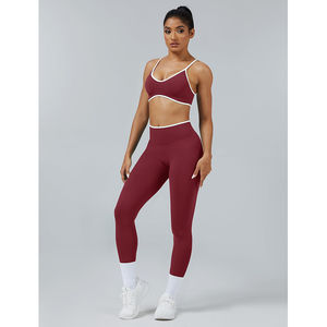 Ensemble de yoga décontracté d'hiver 2 pièces pour femmes, vente en gros, haute qualité, 100 % coton, vêtements de sport et de fitness, motif uni, respirant - Product Image 6