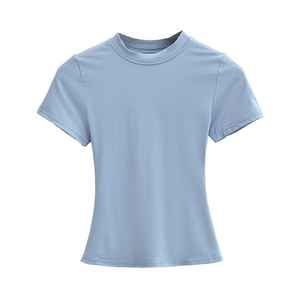 Haute qualité Sexy Slim à manches courtes T-Shirt décontracté pour les femmes mode tendance solide Jersey brodé Logo taille Plus respirant - Product Image 1