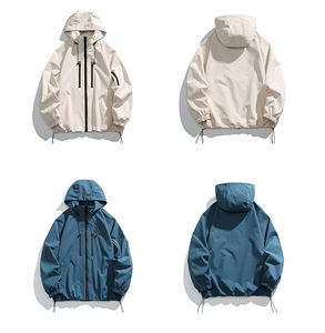 Veste coupe-vent de sport légère personnalisée pour hommes Veste imperméable à capuche unisexe pour la randonnée Vestes coupe-vent pour hommes - Product Image 1