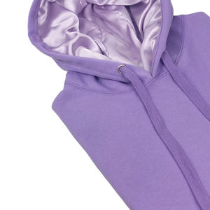 Vente en gros de sweats à capuche streetwear personnalisés de haute qualité doublés de soie et de coton en satin uni vêtements d'hiver à capuche - Product Image 2