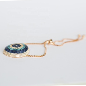 Eye Shape Design Sapphire CZ Stone Wholesale Handmade Turkish <b>Adjustable</b> Tennis 925 Sterling Silver <b>Bracelet</b> - Product Image 2