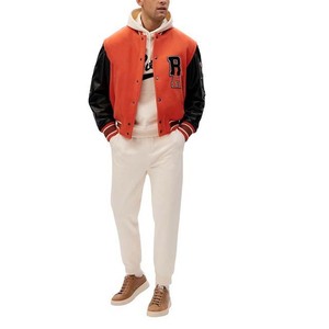 <b>Men's</b> Casual Leather Sleeve Baseball Bomber <b>Jacket</b> Coat College Varsity <b>Jacket</b> with Canvas Fabric Letterman <b>Jacket</b> for <b>Men</b> - Product Image 3