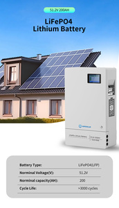 Powerwall Lifepo4 baterai surya terpasang di dinding, baterai penyimpanan energi rumah Lithium 51.2v 200ah 10kWh - Product Image 2