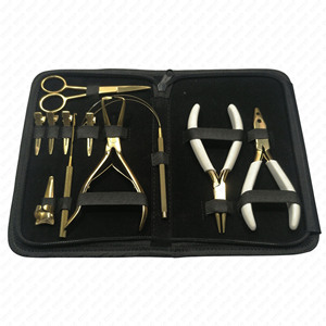 Luxury Gold <b>Hair</b> <b>Extension</b> Tool Kit Professional <b>Micro</b> <b>Ring</b> & Bead Application Set with Pliers Hooks Needles & Clips - Product Image 6