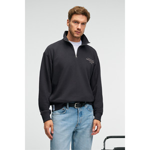 GRIMELANGE BRAM Sudadera estampada con media cremallera y cuello alto 100% algodón para hombre - Product Image 6