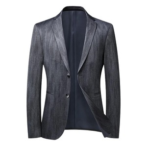 Blazer d'affaires pour homme haut de gamme 2025, double boutonnage, col cranté, tissu en laine, style à devant plat, vêtements pour papa - Product Image 4