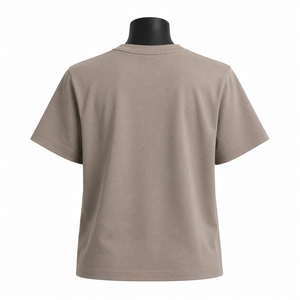 Camiseta Oversize Personalizada para Mujer, Color Taupe, Manga Corta, Informal, de Algodón, Lisa, al por Mayor - Product Image 2