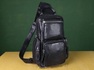 Bolso de pecho de cuero cruzado pequeño Unisex, ranura para tarjeta, Vintage diseño portátil de moda, resistente al agua, uso diario de negocios, - Product Image 4