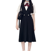 Robe d'école mi-longue unie Smart Fit pour filles, avec détail boutonné, en coton/polyester respirant et infroissable, toutes tailles, multi-couleurs
