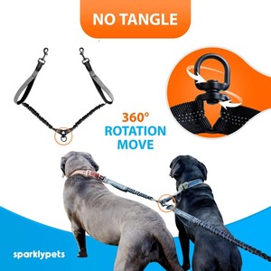 Correa de perro Untagle doble desenredada de estiramiento manos libres Premium multifuncional 360 para 2 perros con asas acolchadas - Product Image 3