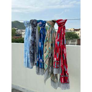 Hand Block Print Cotton Pareo Indian Style Swimsuit Cover-Up <b>Beach</b> <b>Sarong</b> - Product Image 4