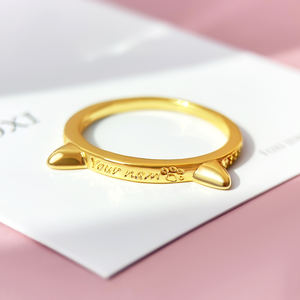 TIKTOK Animal Custom Name Graviert 925 Sterling Silber Ring Hot Selling Schöne Katzen ohr Rhodium 14 Karat vergoldete Haustiere Bänder - Product Image 3