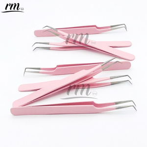 RMI pince à cils professionnelle à prise unie 45 75 90 degrés entièrement personnalisée marque privée pointe en fibre rose volume pince à épiler - Product Image 5